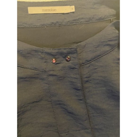 Manoukian Women's Blue 3/4 Sleeve Button Up Lined Dress w/Pockets Small - Picture 4 of 10